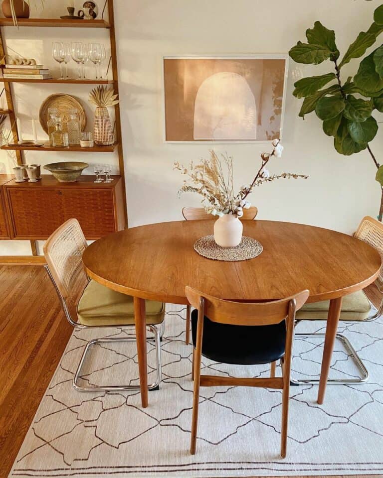 Boho Dining Room With Minimalist Centerpiece