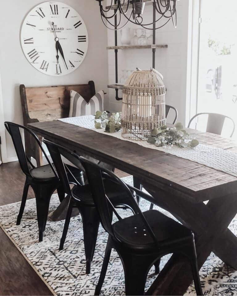 Boho-style Dining Room With Wood Shelves