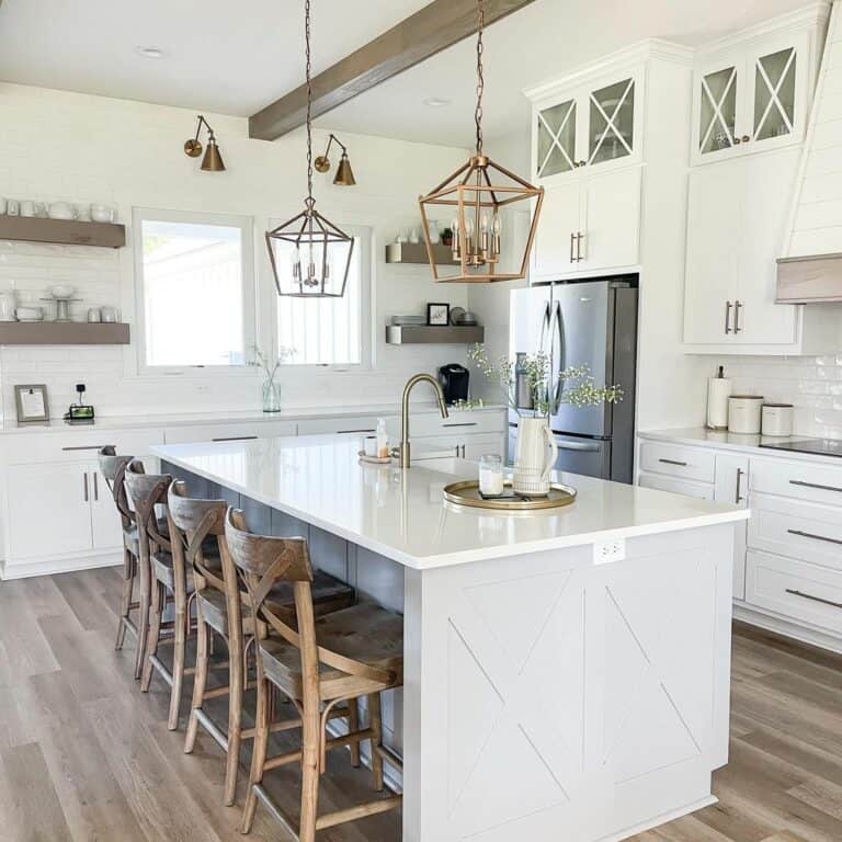 Brass Fixtures Paired With Warm Wooden Elements
