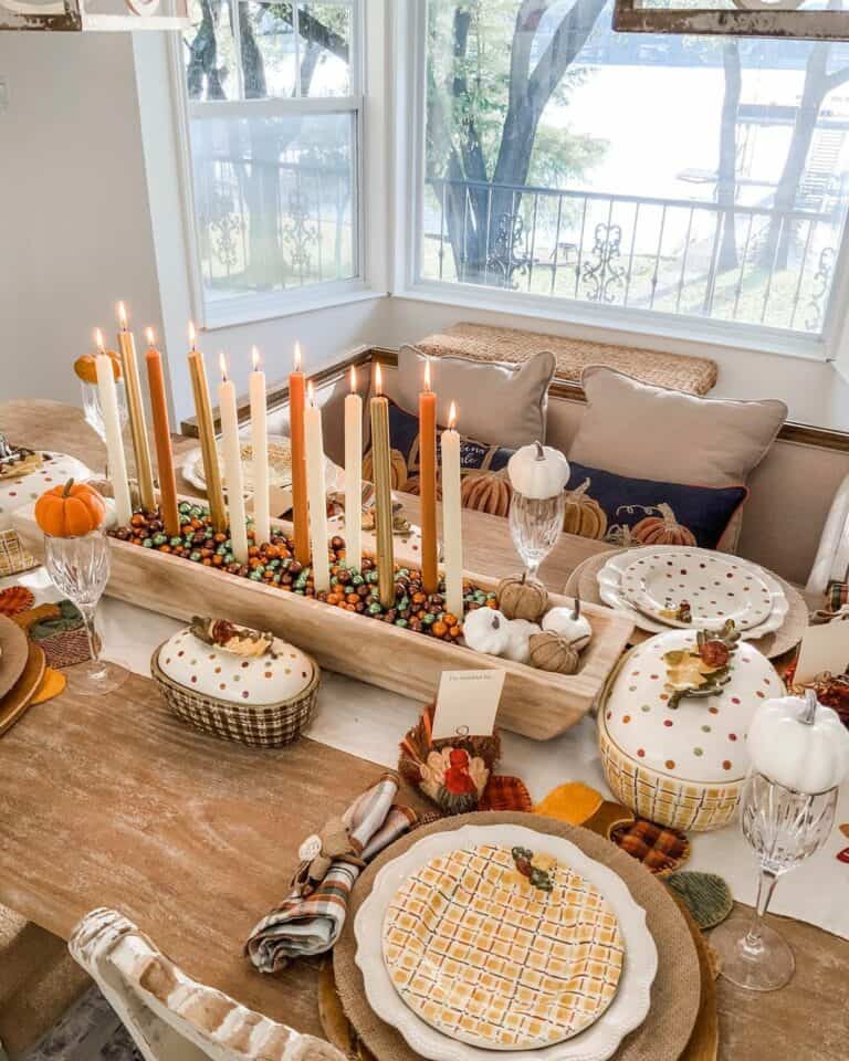 Breakfast Nook Decorated for Fall