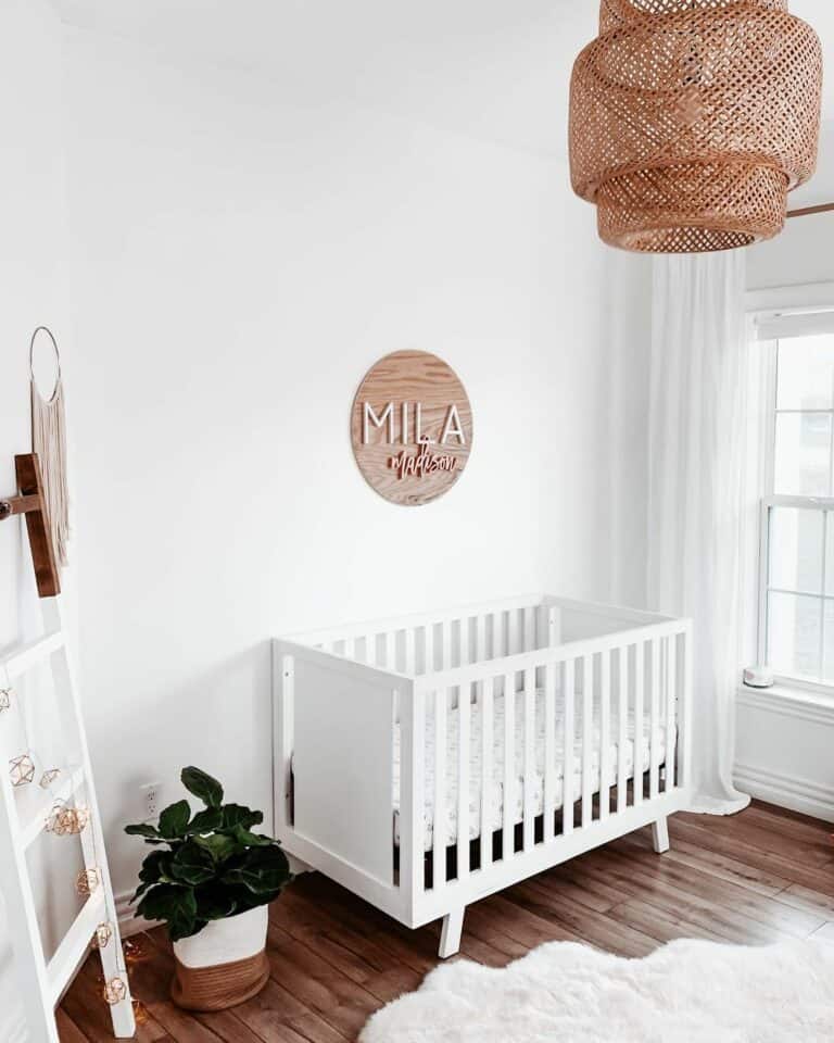 Bright White Nursery With Medium Brown Accents