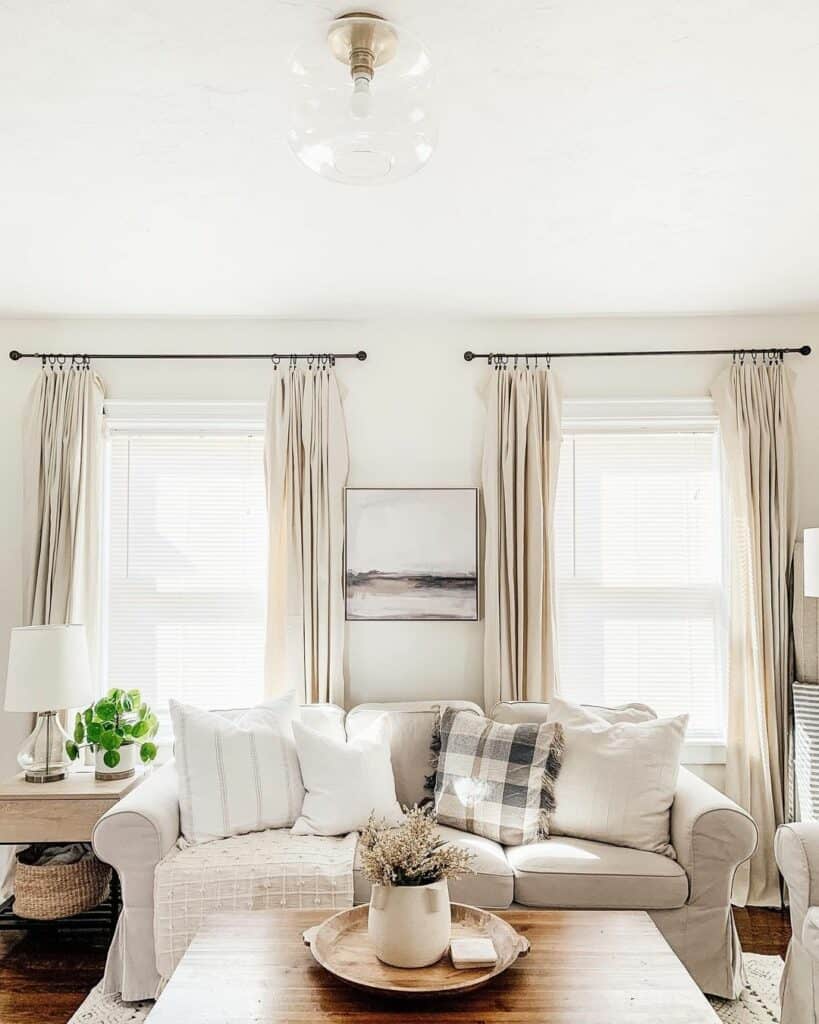 Brightly Lit Living Room in Shades of White