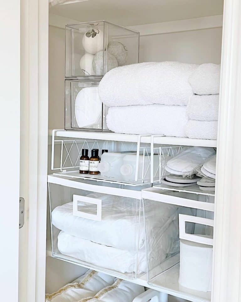 Clear Cubbies for Storing Towels in Bathroom