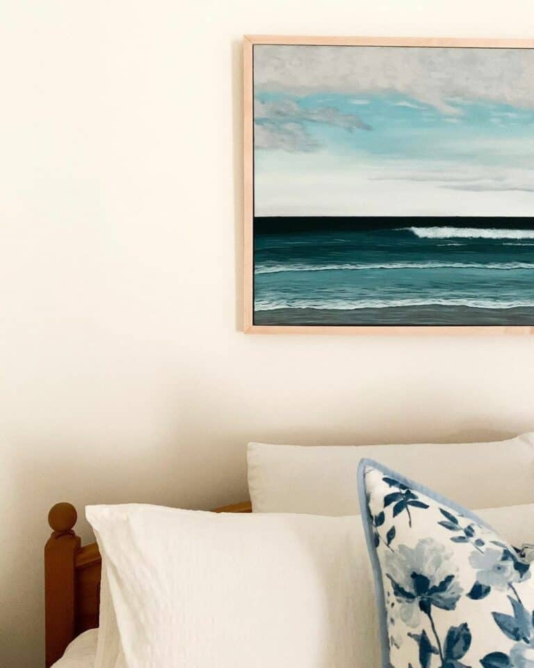 Coastal Bedroom With Artwork