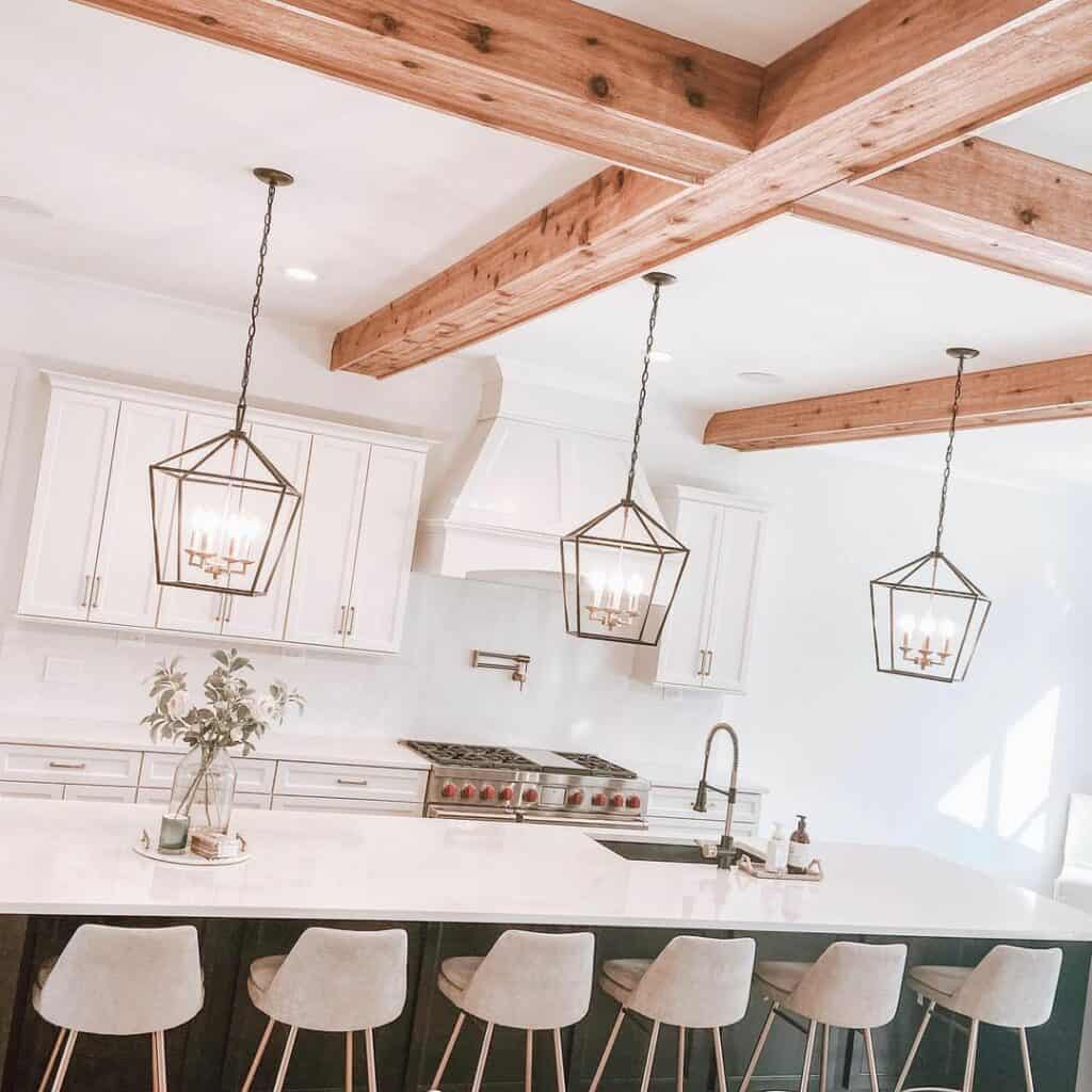 Coffered-style Ceiling With Wood Beams