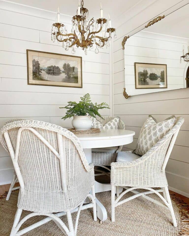 Corner Pedestal Table With Wicker Furniture