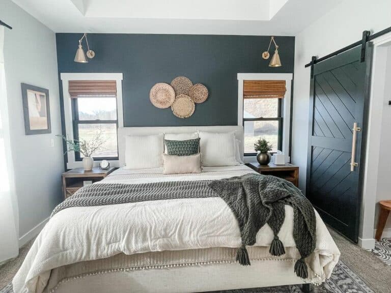 Cozy and Blue Modern Farmhouse Bedroom Ideas