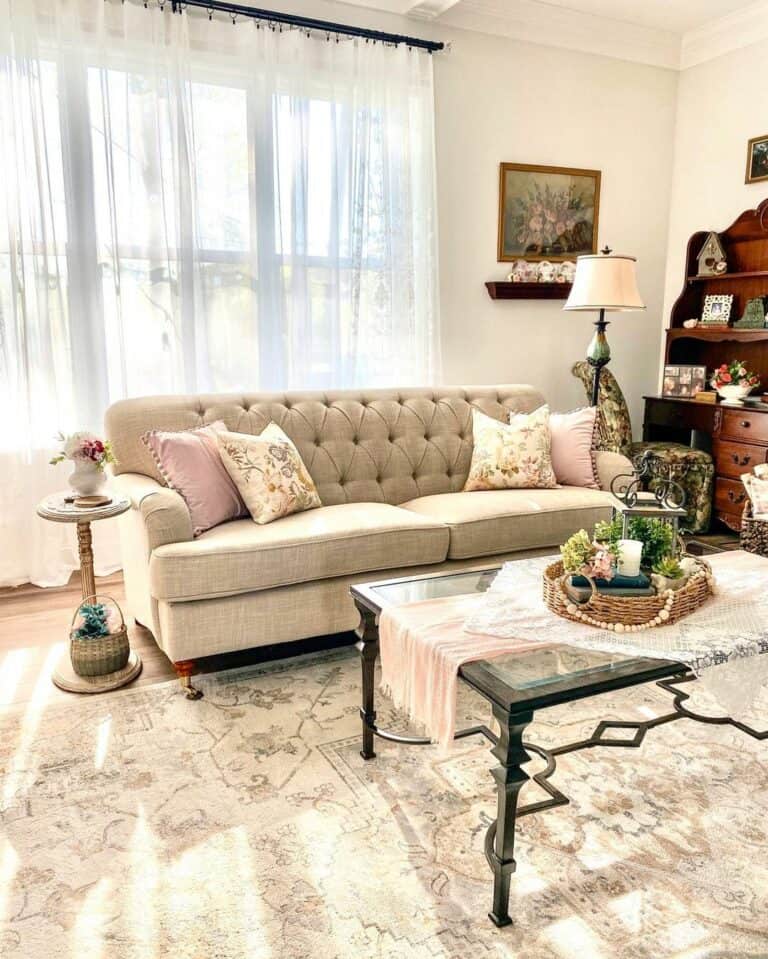 Cream-toned French Country Living Room