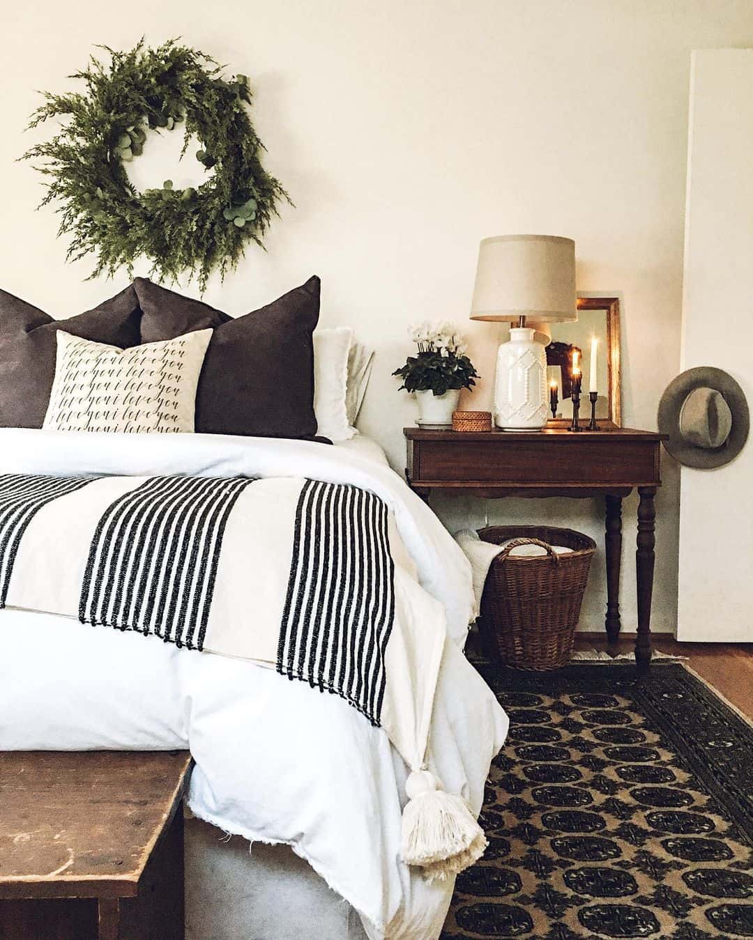 Dark Stained Wood Bedside Table Soul & Lane