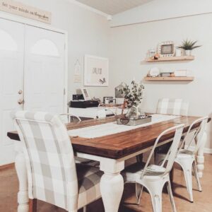 Decorated Wood Table and Ashwood Shelves