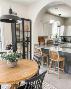 Dining Room With Round Light Wood Table