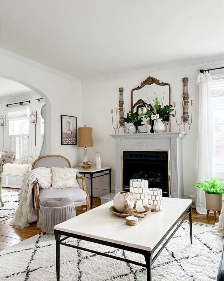 Eclectic White Living Room Décor