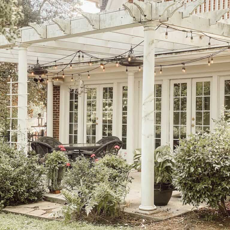 Elegant Backyard Pergola With String Lights