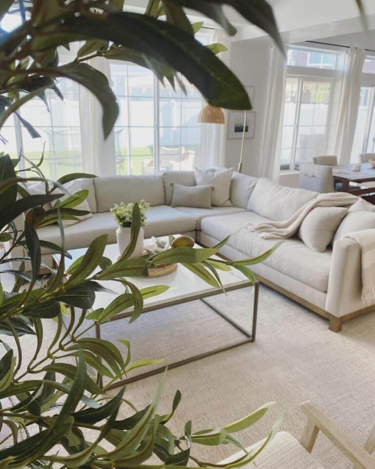 Elegant Living Room With Beige Sectional Sofa