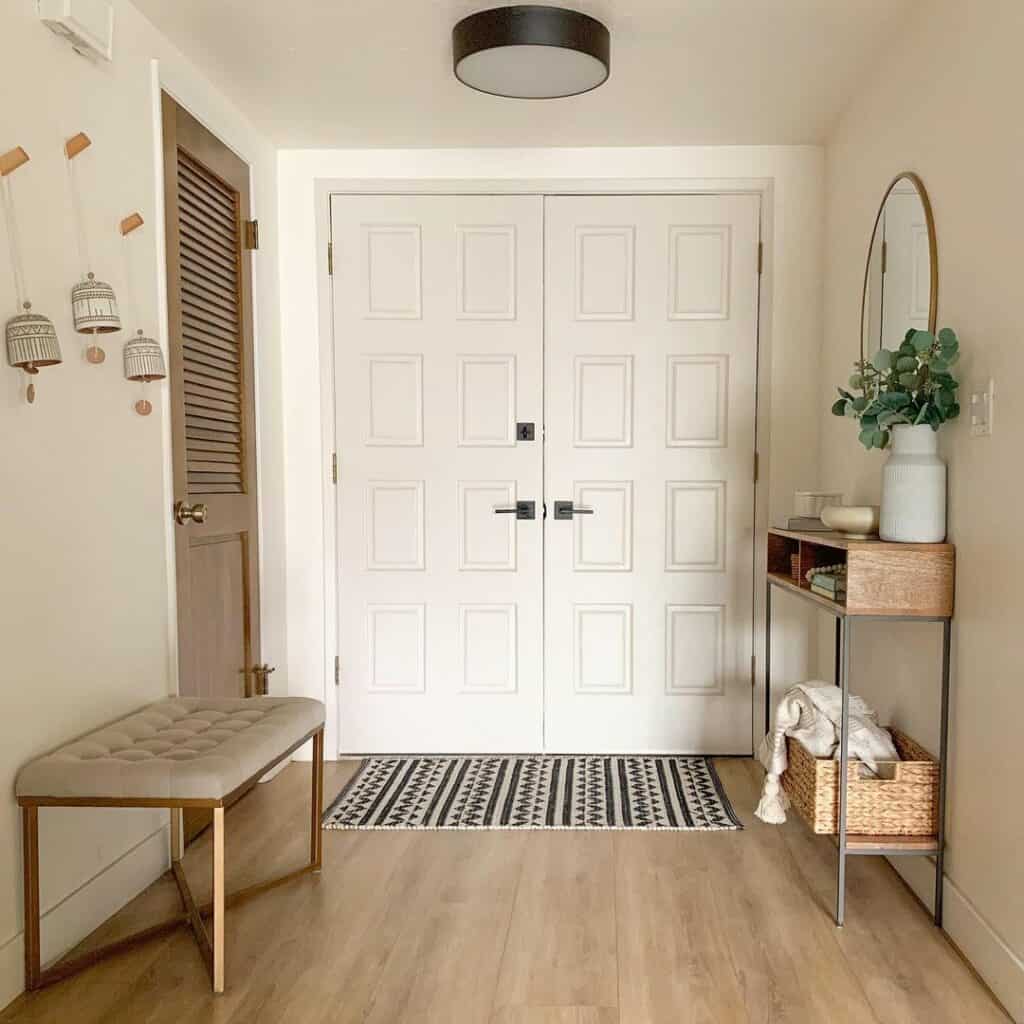 Entrance Foyer With Light Gray Double Doors