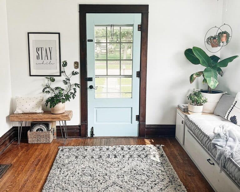 Entrance Hall With White Built-in Bench