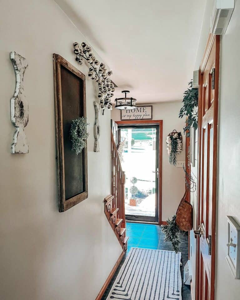 Entrance Hall With White and Black Rug
