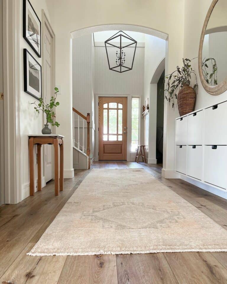 Entrance Hallway With Beige Vintage Runner