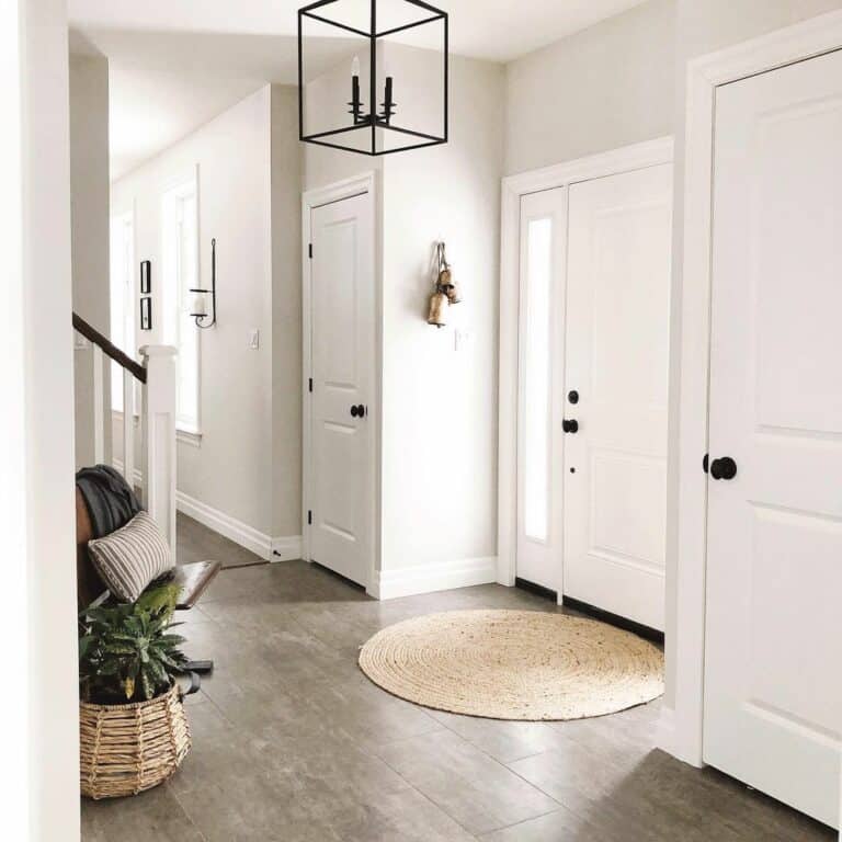 Entry Foyer With Round Jute Rug