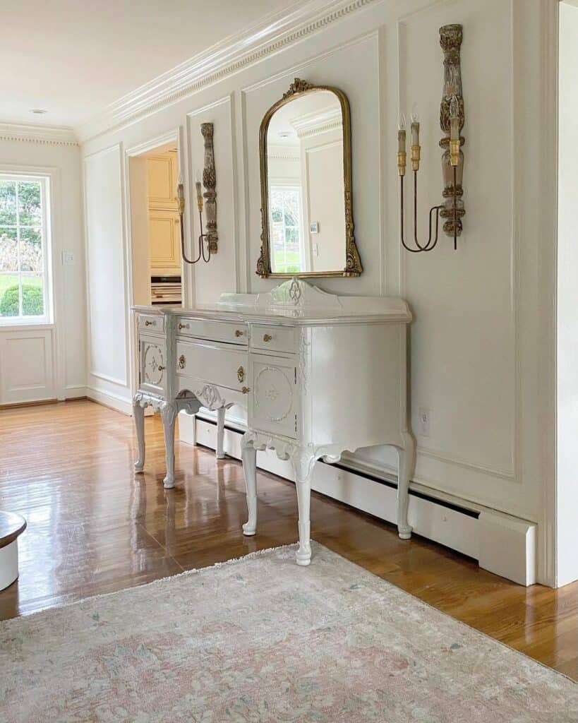 Entry Hall With Antique White Sideboard