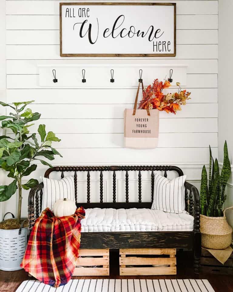 Entryway With Wood Frame Wall Sign