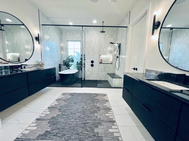 Expansive Bathroom With Elongated Vanities