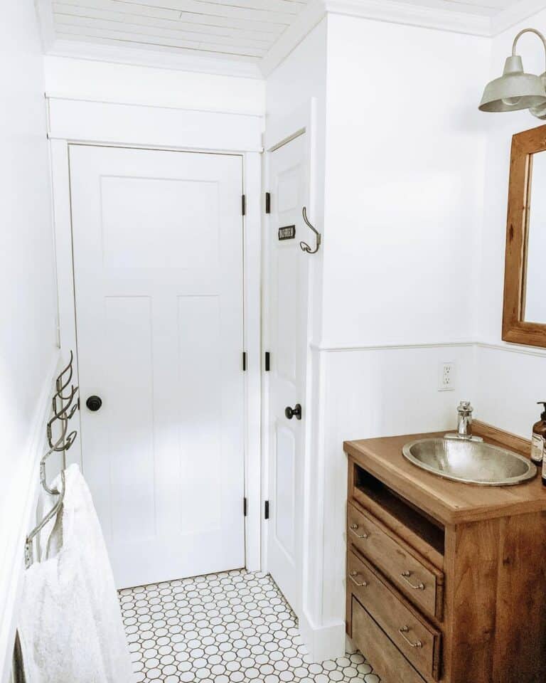 Farmhouse Bathroom With Wooden Drawer