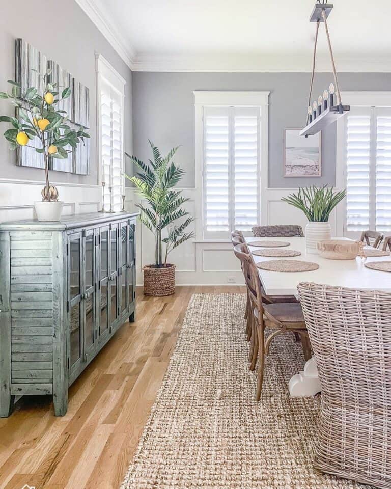 Farmhouse Dining Room With Lemon Tree