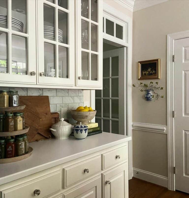Farmhouse Kitchen With Soft Beige Walls