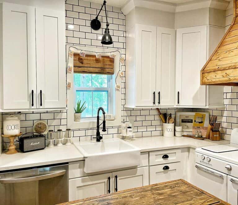 Farmhouse Kitchen With White Sink