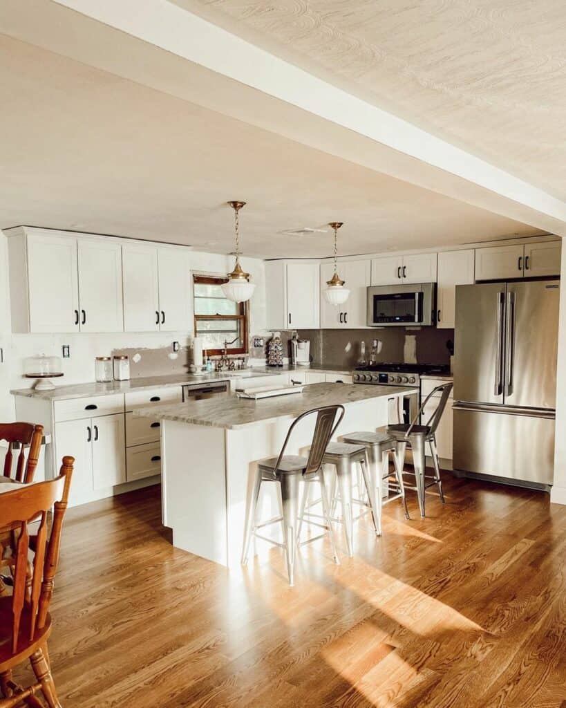 Farmhouse Kitchen With Wooden Floor