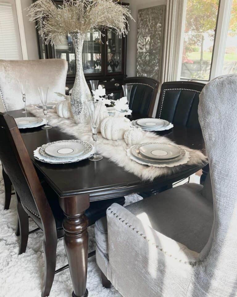 Faux Fur Table Runner and Wingback Armchairs