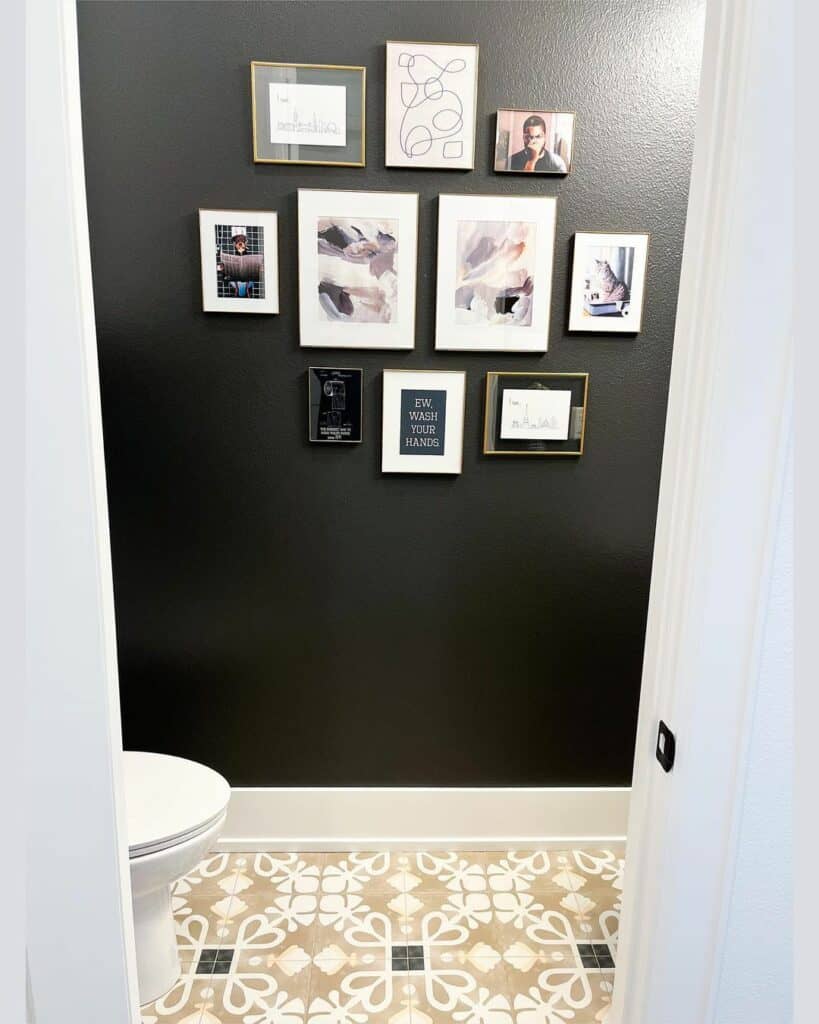 Frames Stand Out Against Black Accent Wall