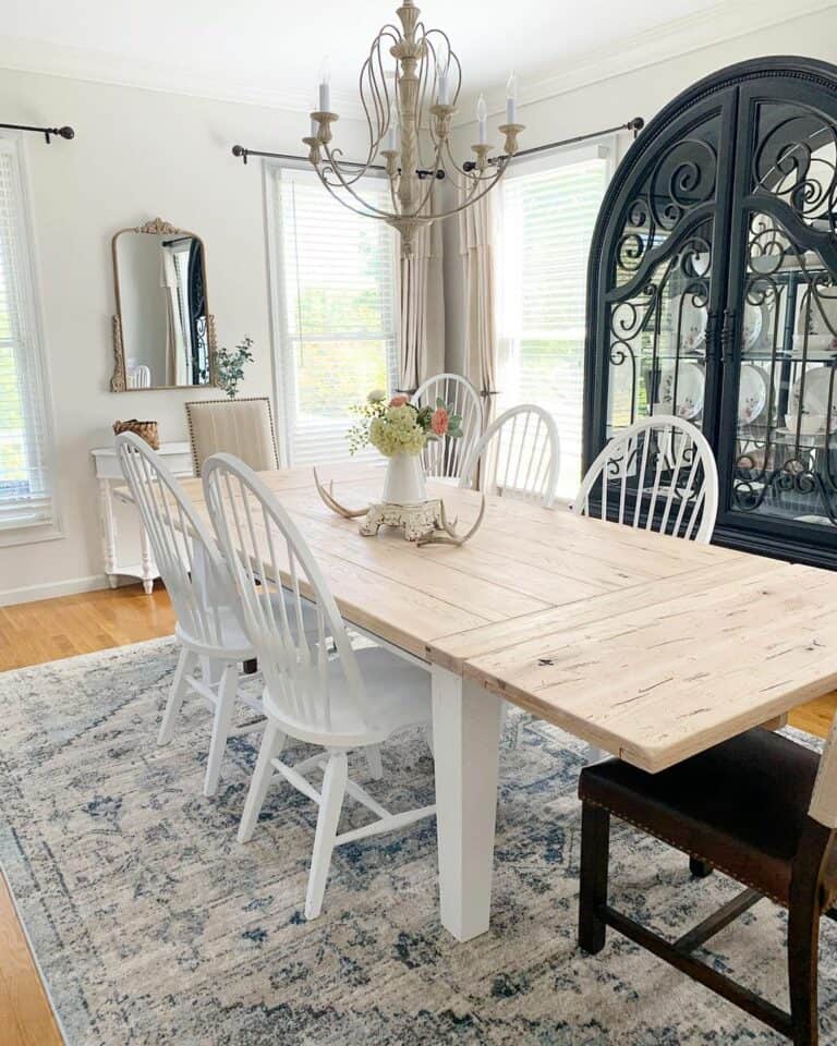 French Cottage Dining Room With Contrasting Colors