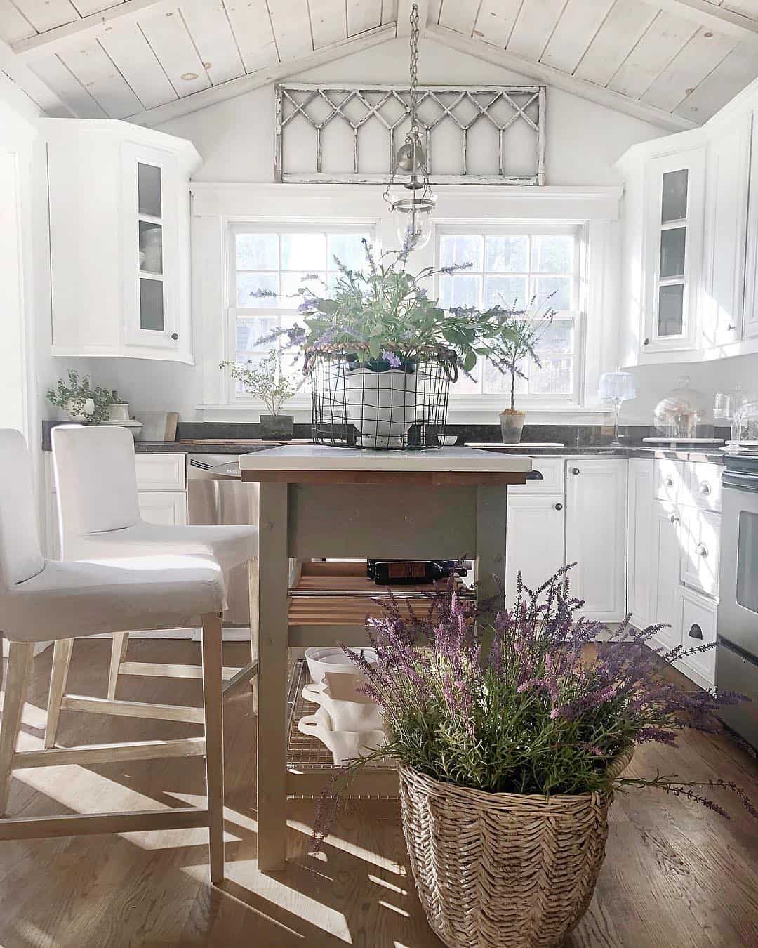 French Cottage Kitchen With a Rustic Pitched Ceiling - Soul & Lane