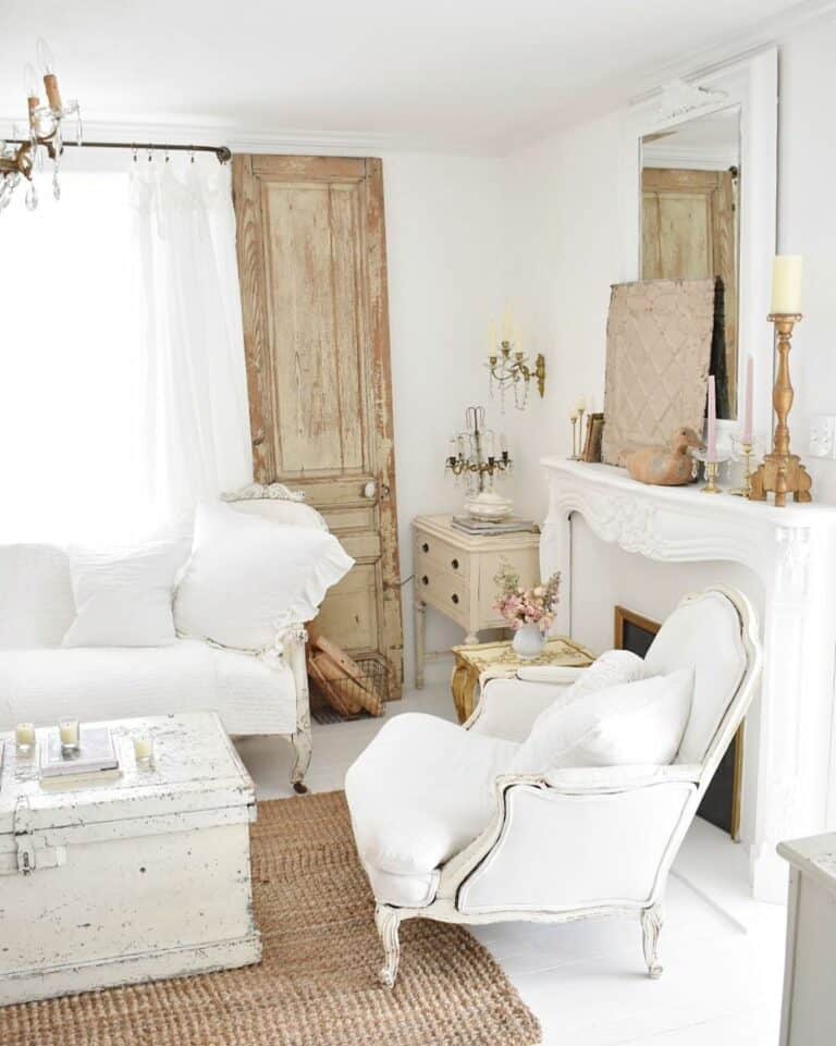 French Country Living Room With Antique Décor