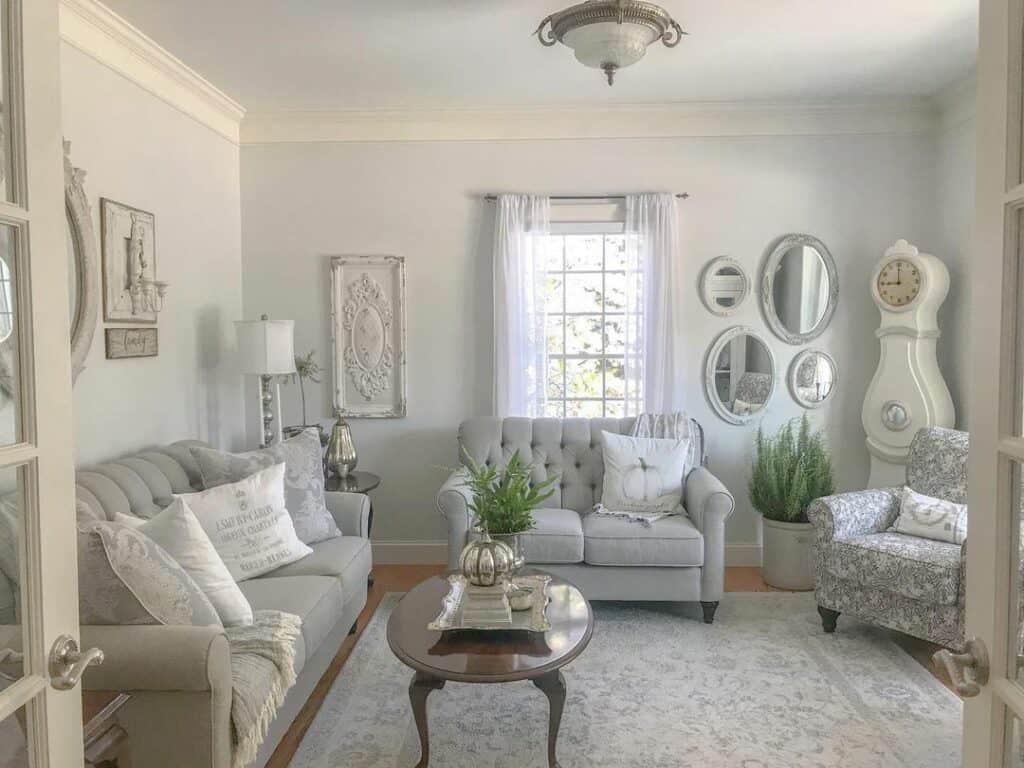 French Country Living Room With Light Gray Furniture - Soul & Lane