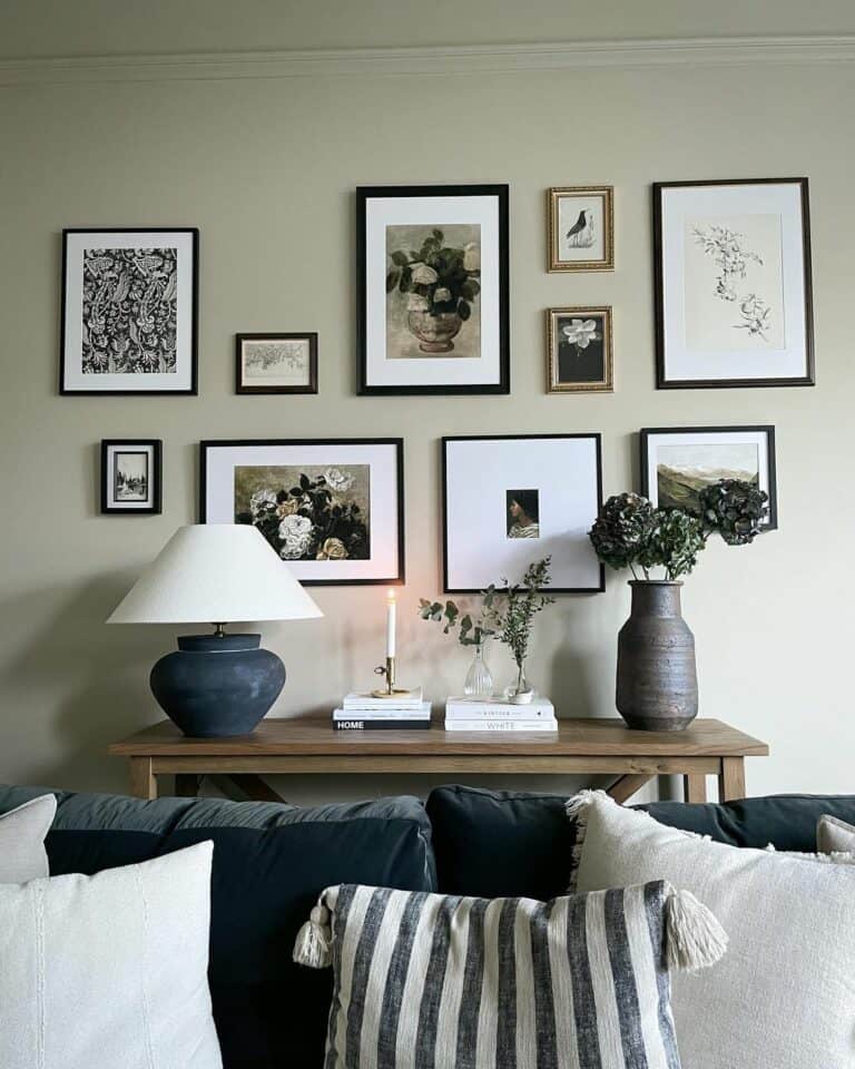 Gallery Wall Style for a Monochromatic Living Room Soul & Lane