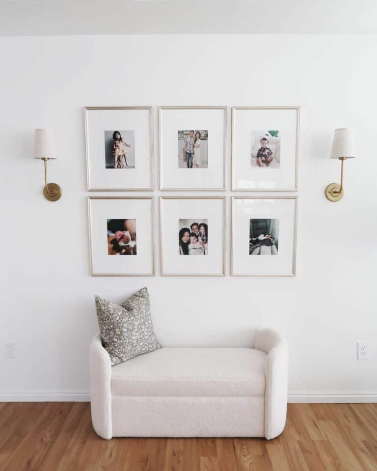 Gallery Wall With White Bench
