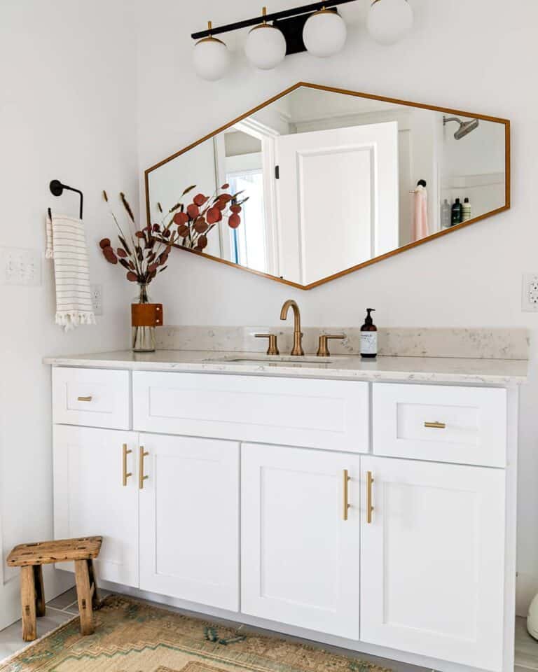 Geometric Mirror Over Shaker-style Vanity