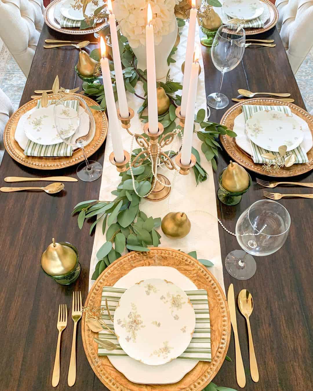 Gold Embellishments Enhance Dark Wood Table - Soul & Lane