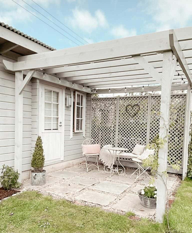 Gray Painted Wood Backyard Pergolas