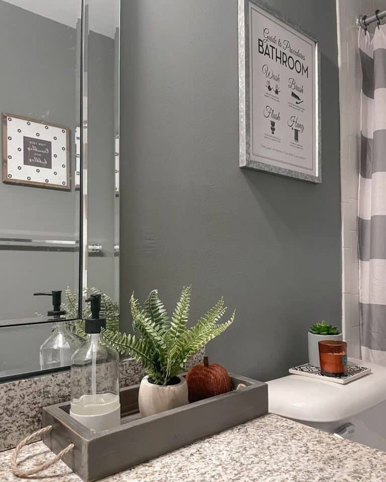 Gray and White Farmhouse Style Bathroom
