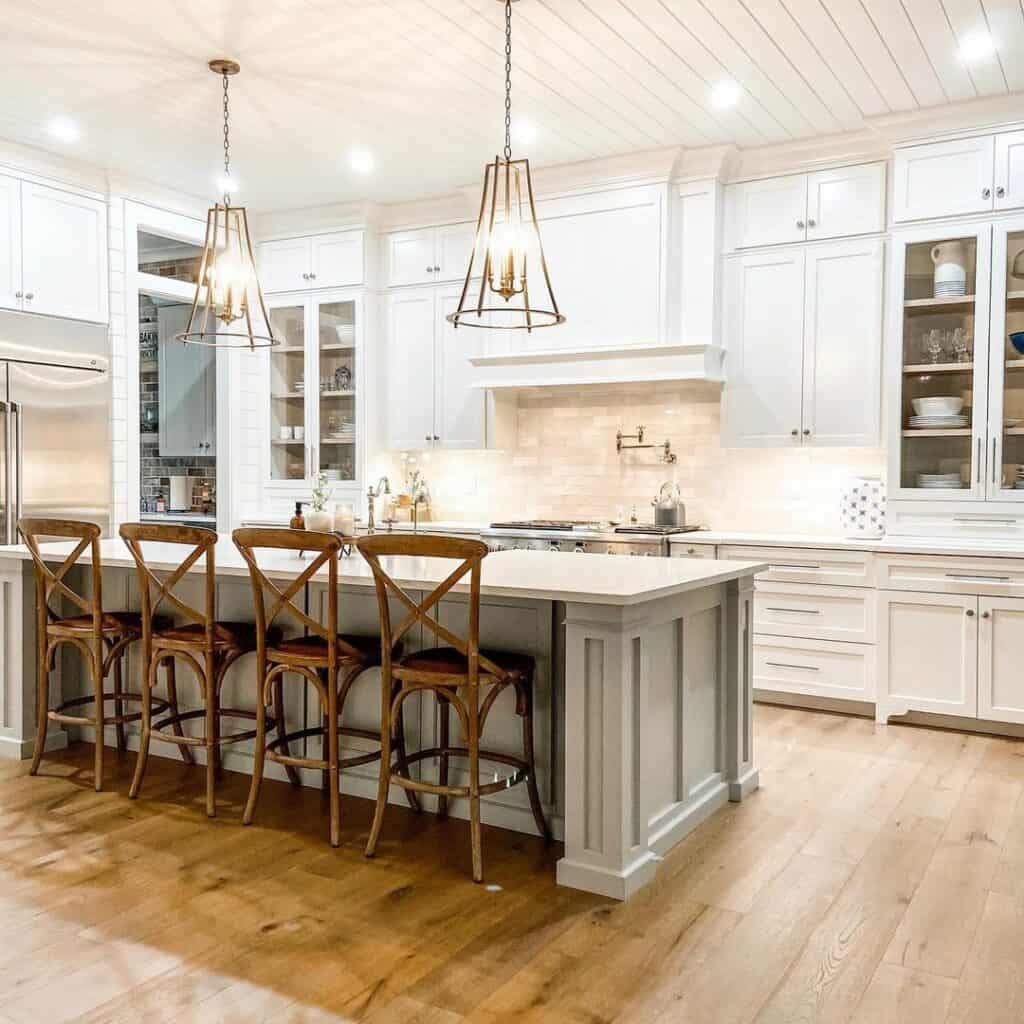 Gray and White Kitchen With Shiplap Ceilings