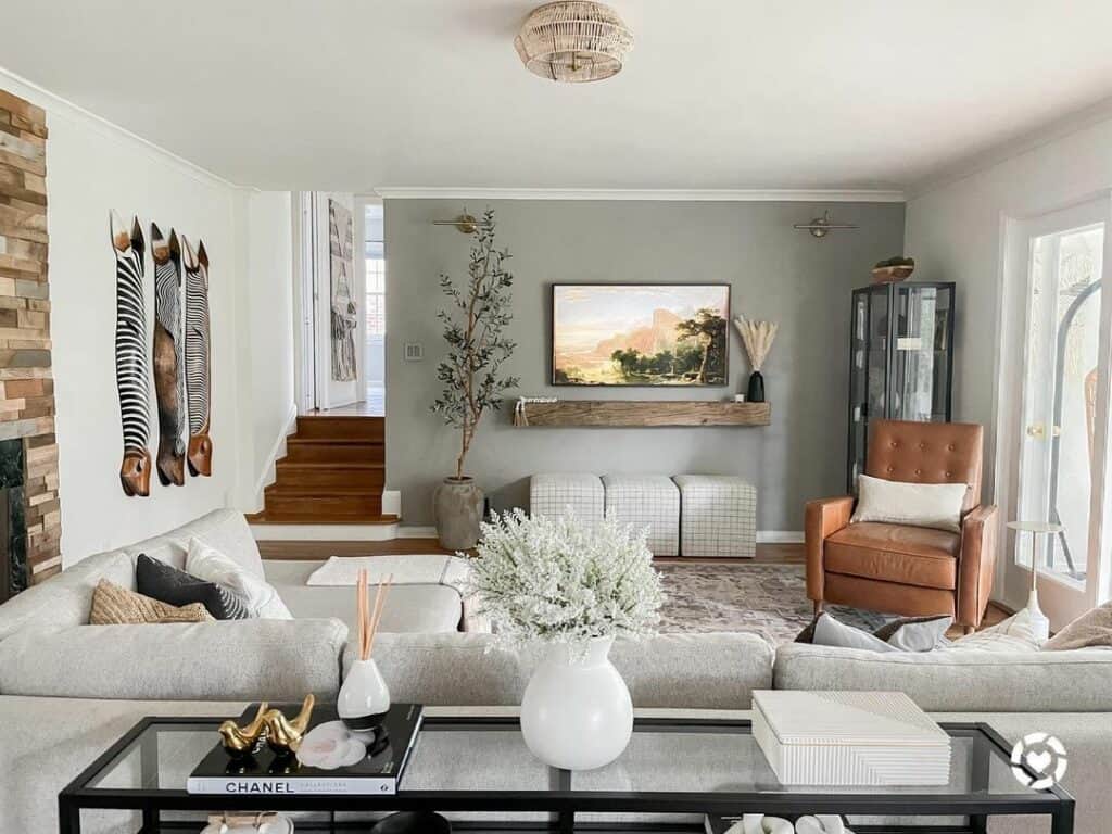 Gray and White Lounge With Modern Organic Décor