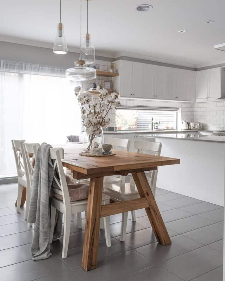 Gray and White Open-concept Dining Room