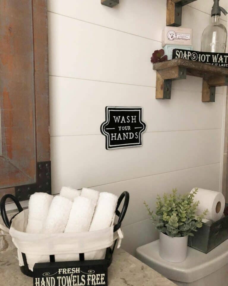 Hand Towel Basket on Vanity Soul & Lane