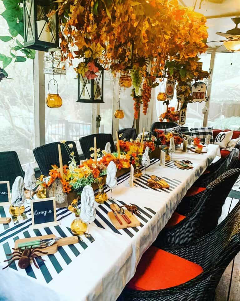 Hanging Centerpiece Over Fall Tablescape