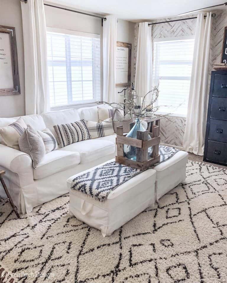 Herringbone Wallpaper in Neutral Lounge