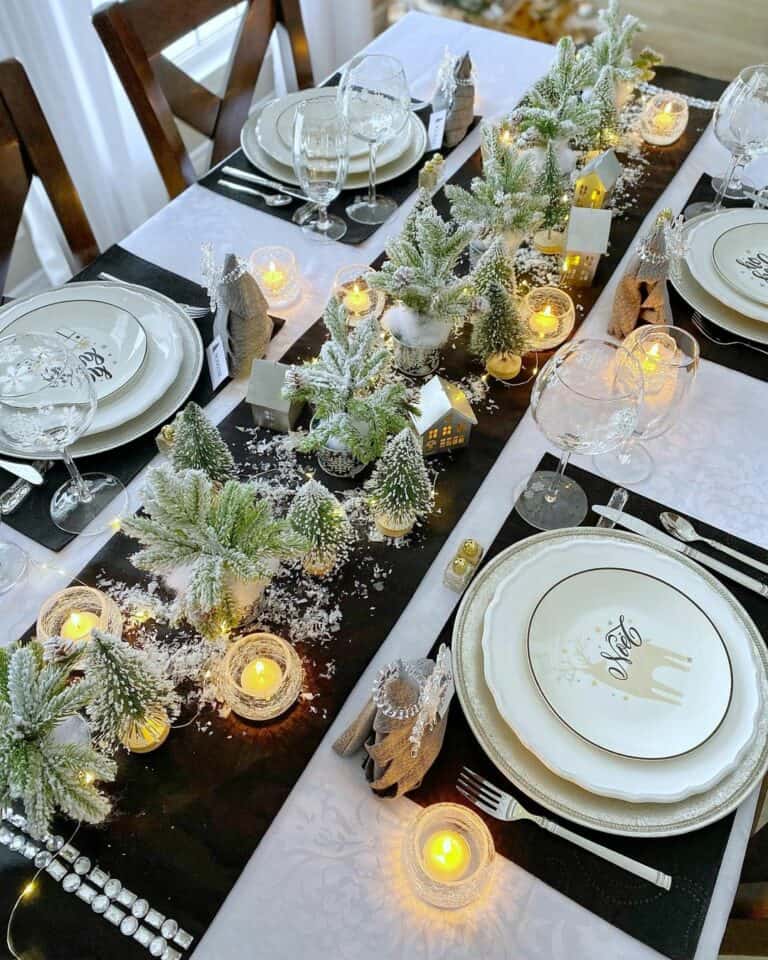 Holiday Themed Tablescape With Contrast